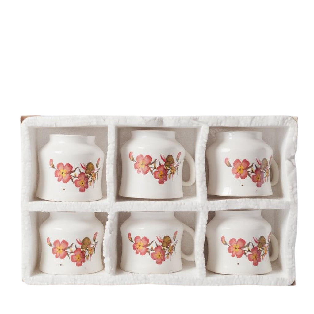 Lotus Tea Cup Set - Pack of 6 Floral Tea Cups | Modern & Lightweight