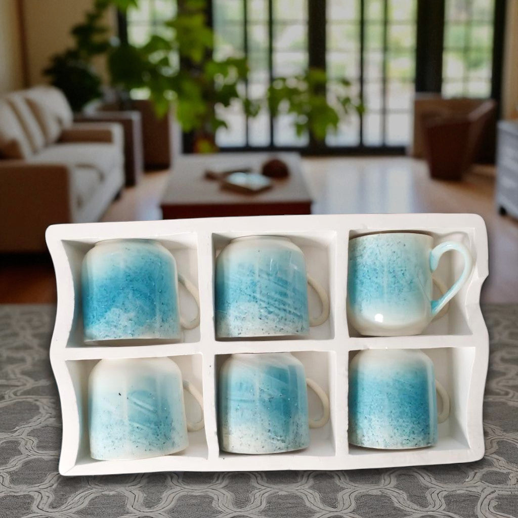 Glazed Ceramic Water & Tea Mug – Leaf Design Coffee Cup for Home Office or Party