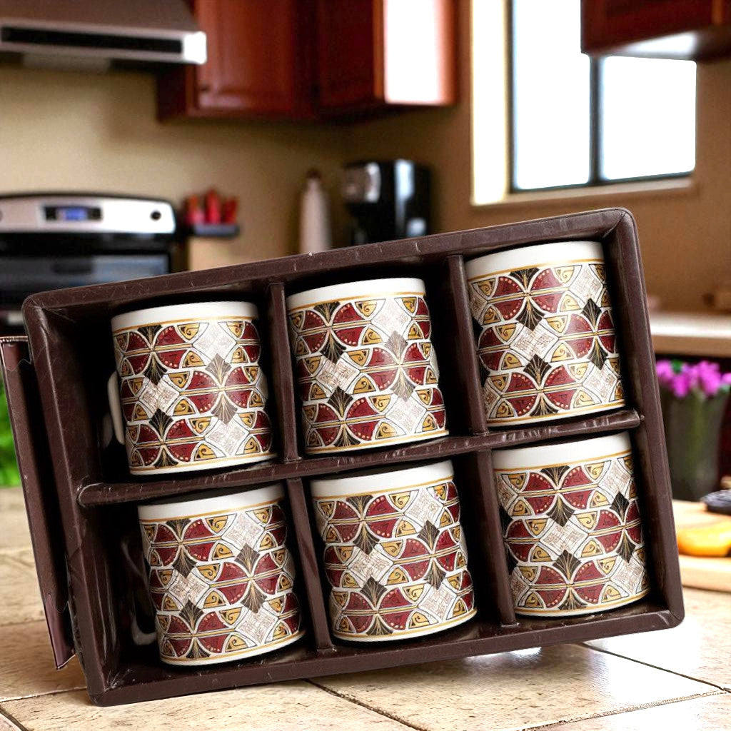 MOSAIC TILE Ceramic Coffee Mugs – Tea Cup Set for Home, Office & Party Set of 6
