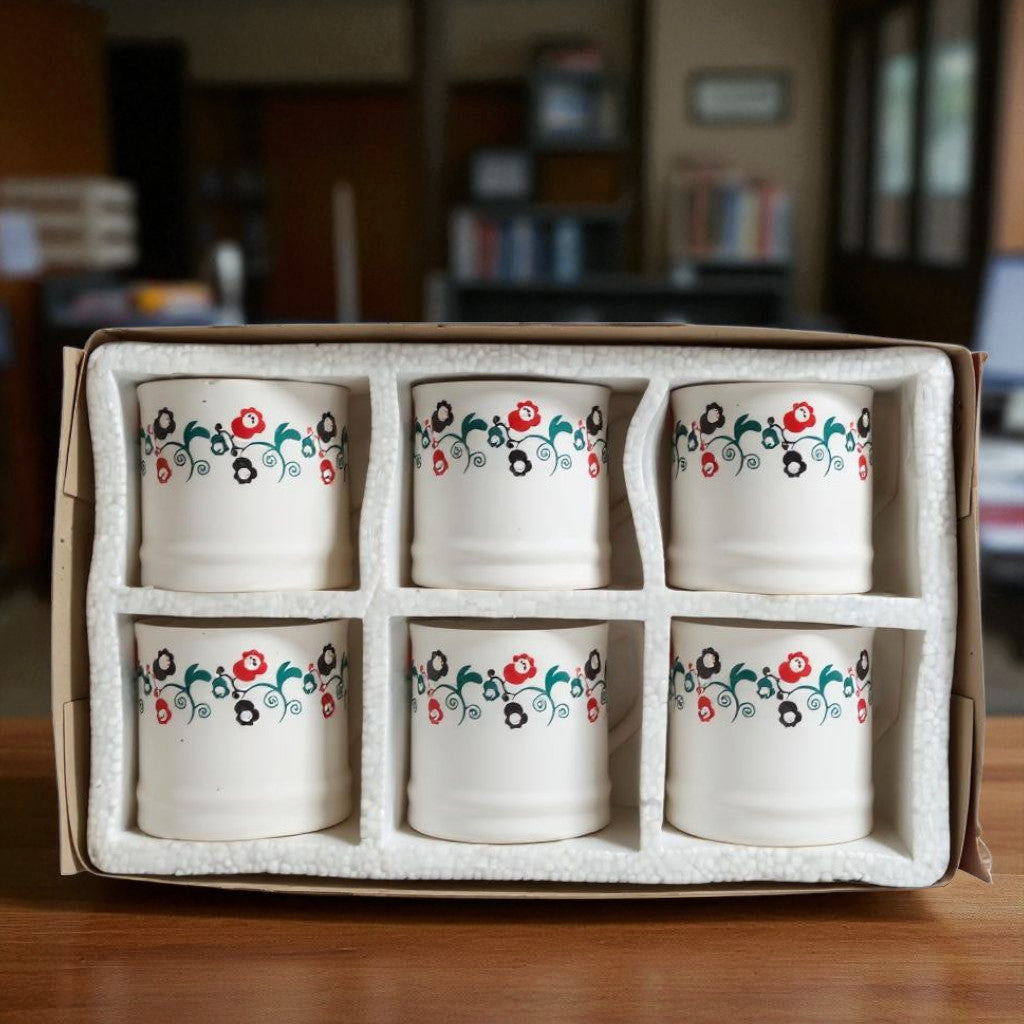 White Floral Ceramic Mug – Textured Tea Cup for Home, Office & Party