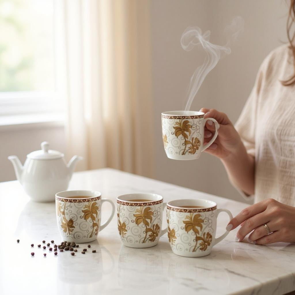 Set of 6 Ceramic Coffee Mugs – Tea and Coffee Cup Set for Home & Office Use