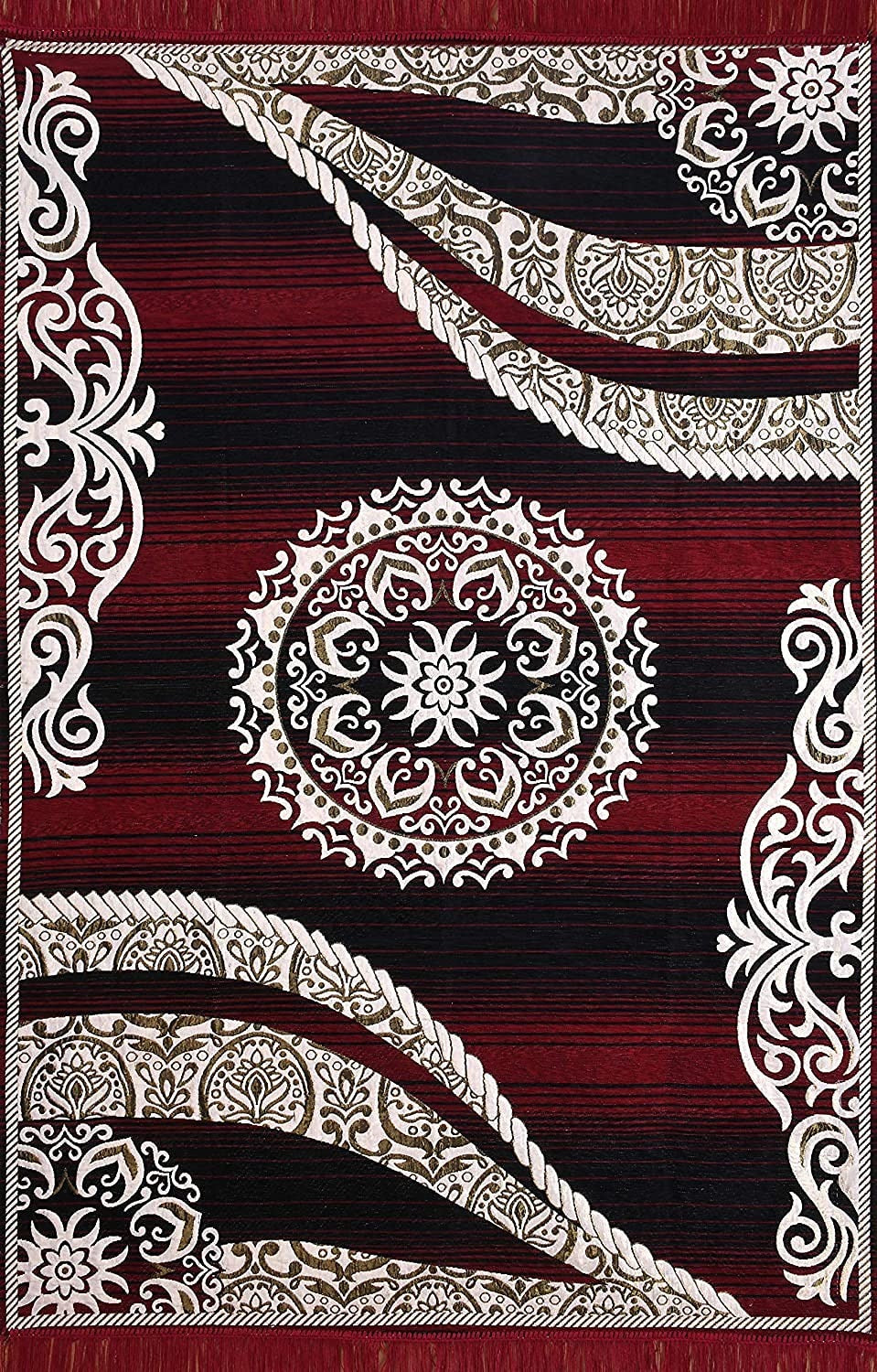 Floral Velvet Carpet – Multicolor Handmade Bedroom Carpet 6.6 x 4.4 ft Cotton