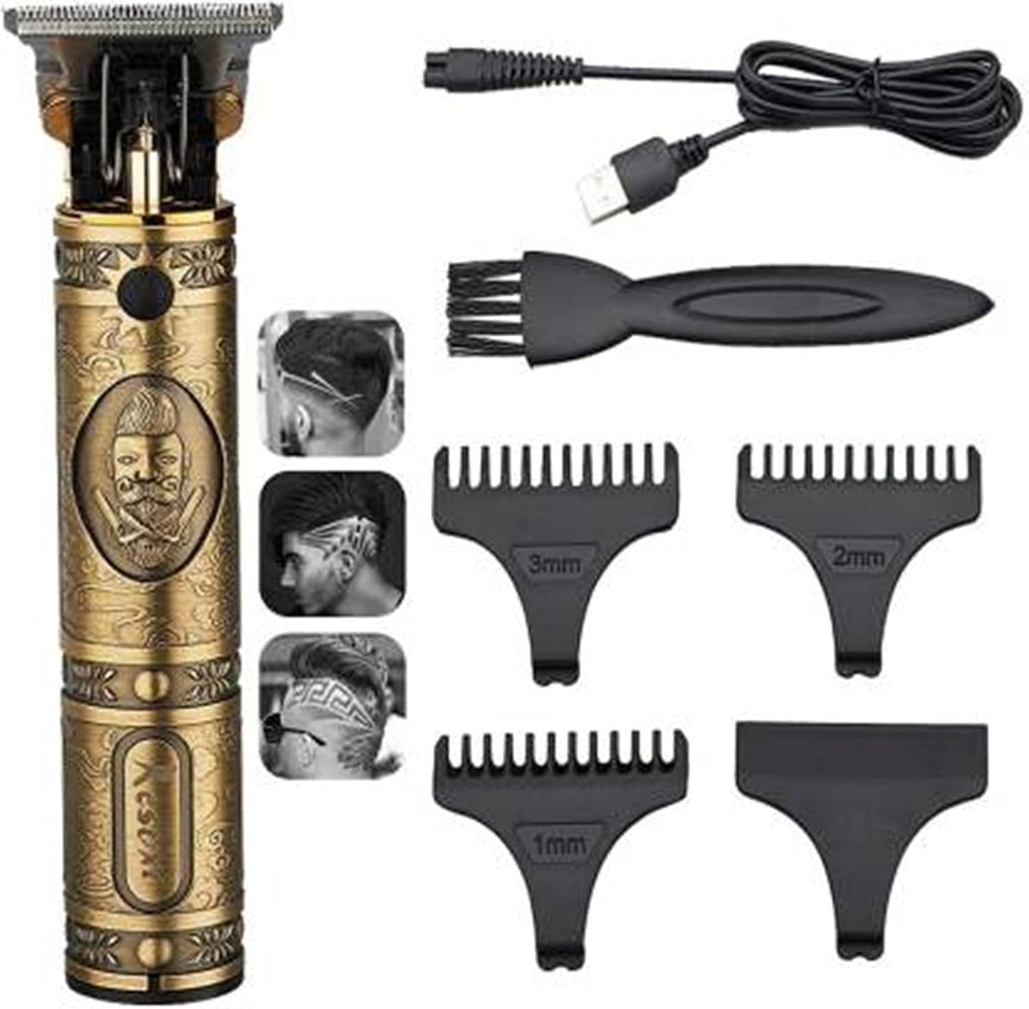 Men’s Shaver & Haircut Machine – Rechargeable Beard Trimmer and Hair Clipper (Golden)