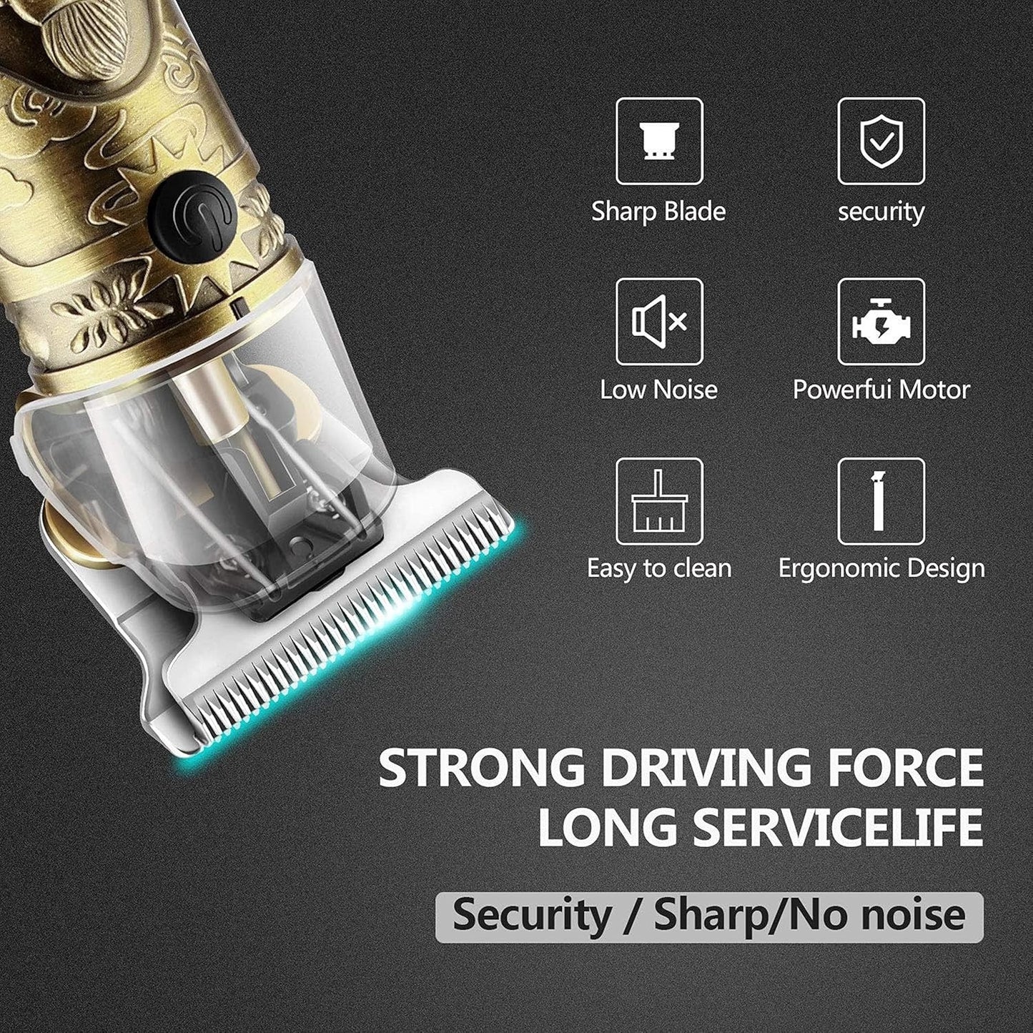 Men’s Shaver & Haircut Machine – Rechargeable Beard Trimmer and Hair Clipper (Golden)