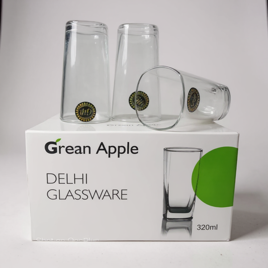 Grean Apple Water Glass Set 320ml – 6 Piece Cold Drink Glasses