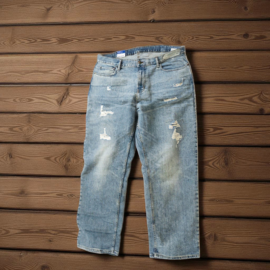 Skyblue Stretchable Ripped Jeans Cotton – Pocket Jeans Mens Regular Fit (Size 40)