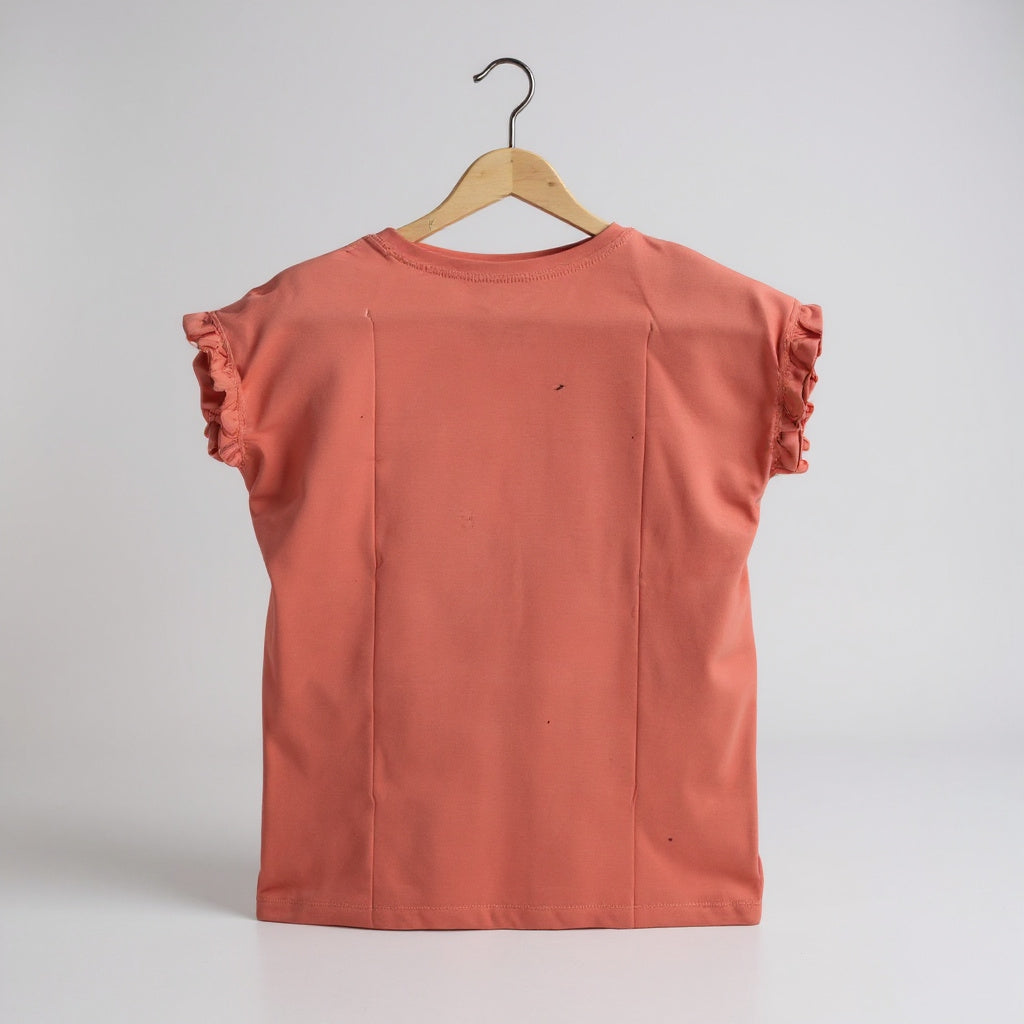 Orange Girl Top T Shirt Cotton – Medium Size Casual Wear
