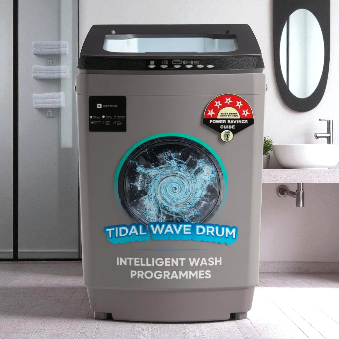 realme TechLife Washing Machine – 7.5 kg Fully Automatic Top Load (Grey, 5-Star Rated)
