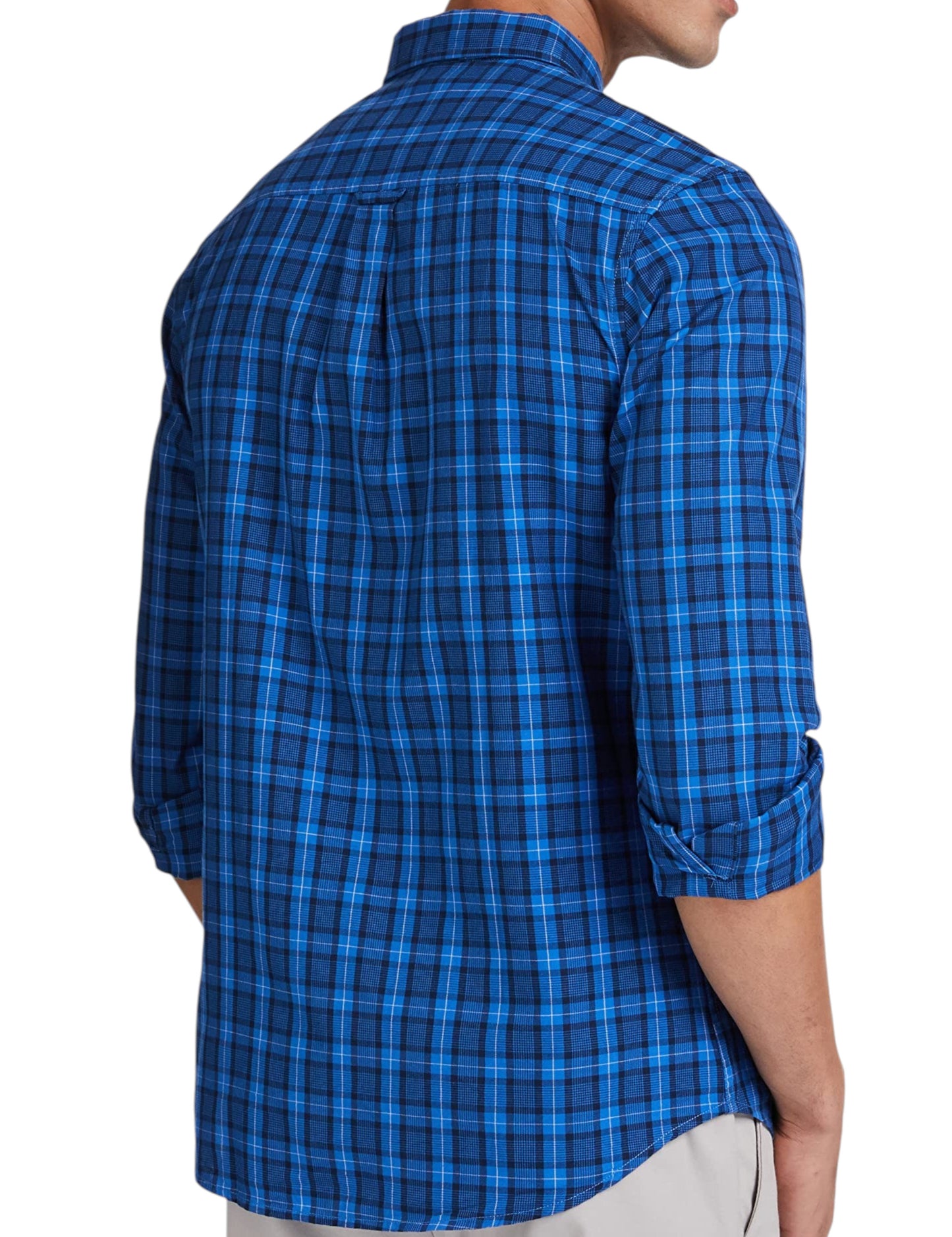 Blue Casual Shirt - Check Button Down Cotton Shirt for Men