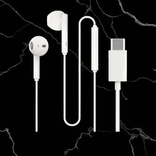 White Type C Wired Earphone – In-Ear with HD Mic | 14.2mm Driver, Powerful Audio