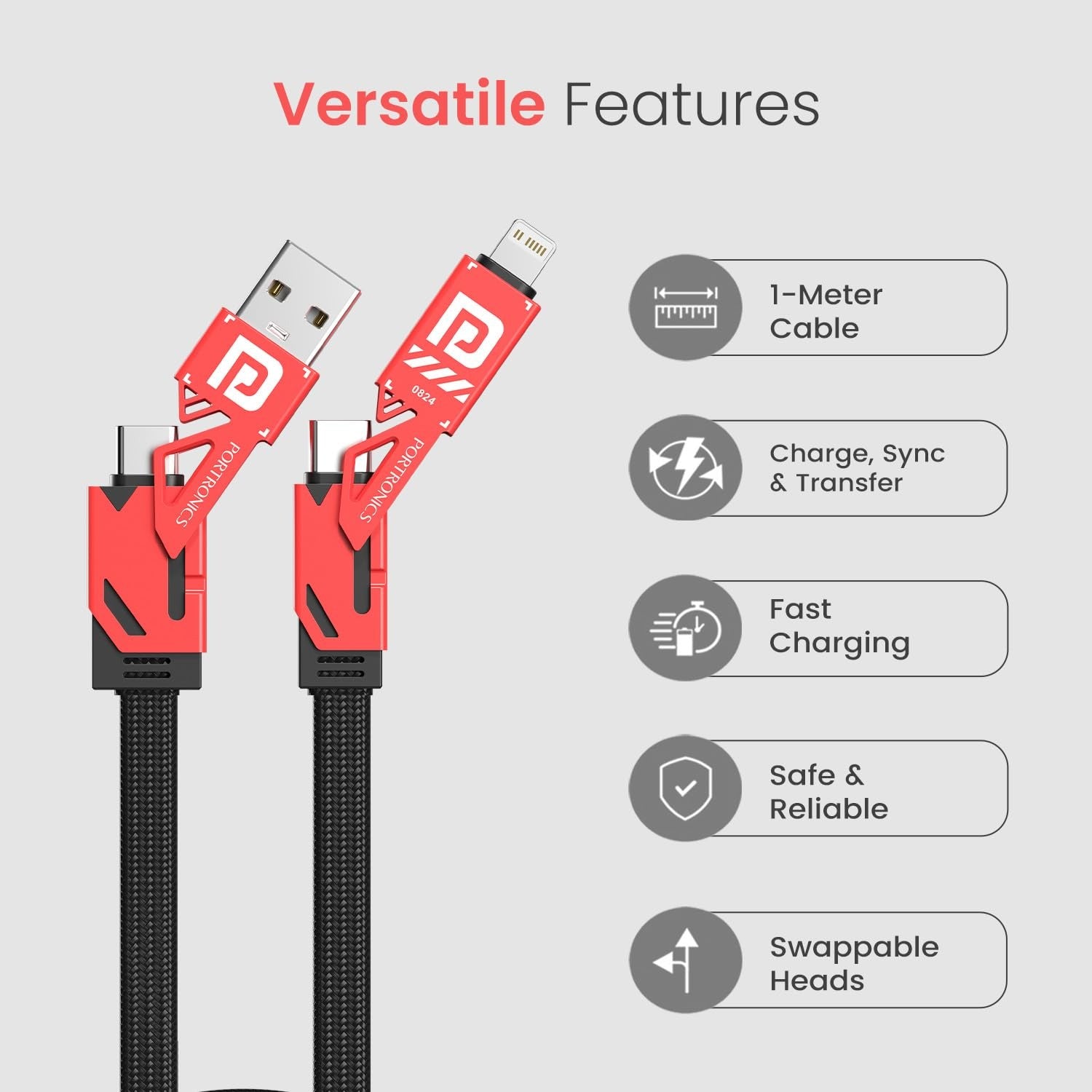 Fast Charging Type C Cable – Procharge 4 60W 4-in-1 Multifunctional Charging Cable | Type C to Type C Cable
