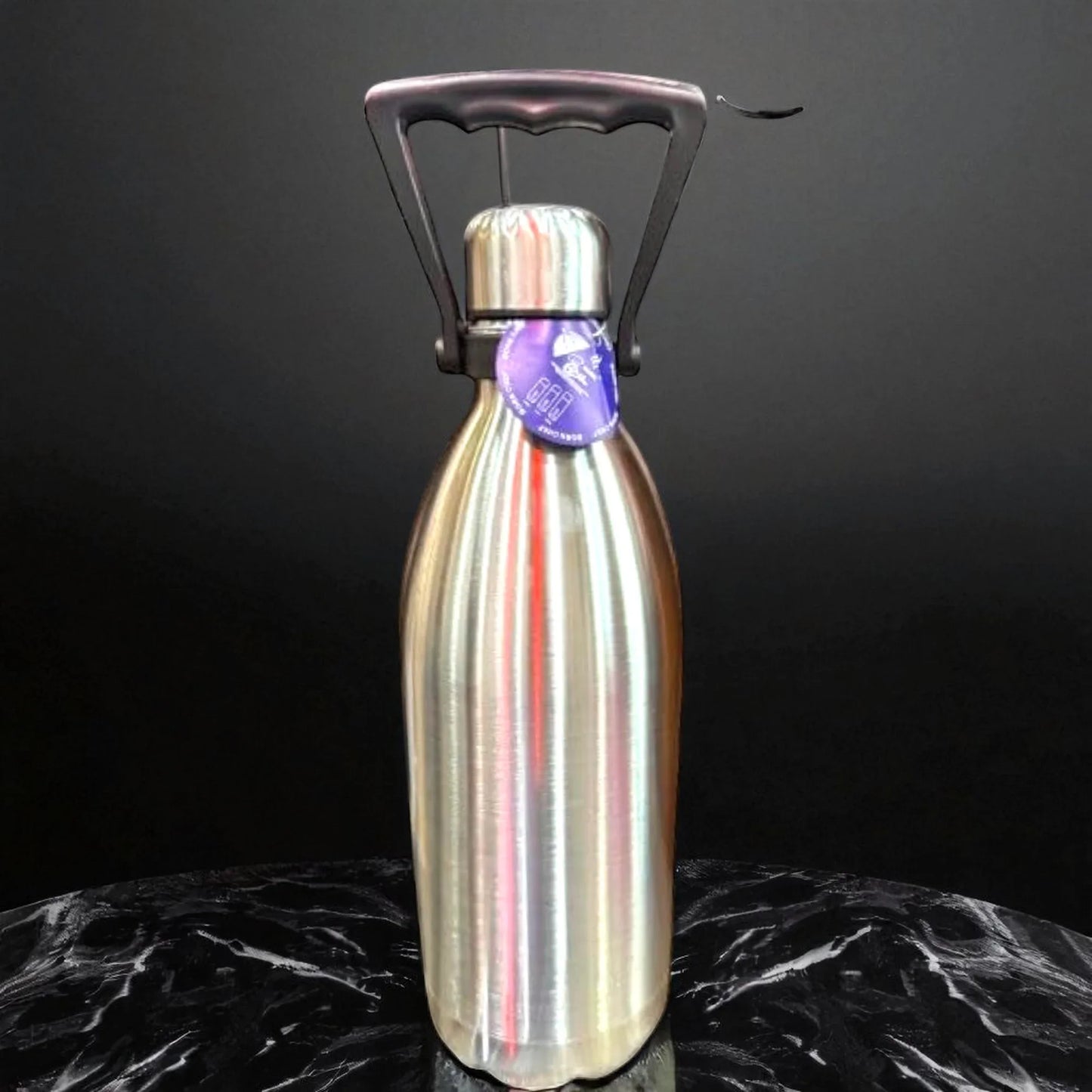 silver water bottle