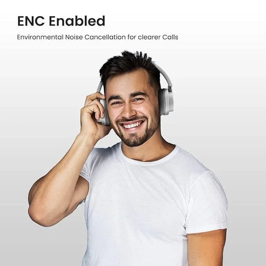 White Foldable Bluetooth Headphone – Type C Earphone 40 Hours Playtime
