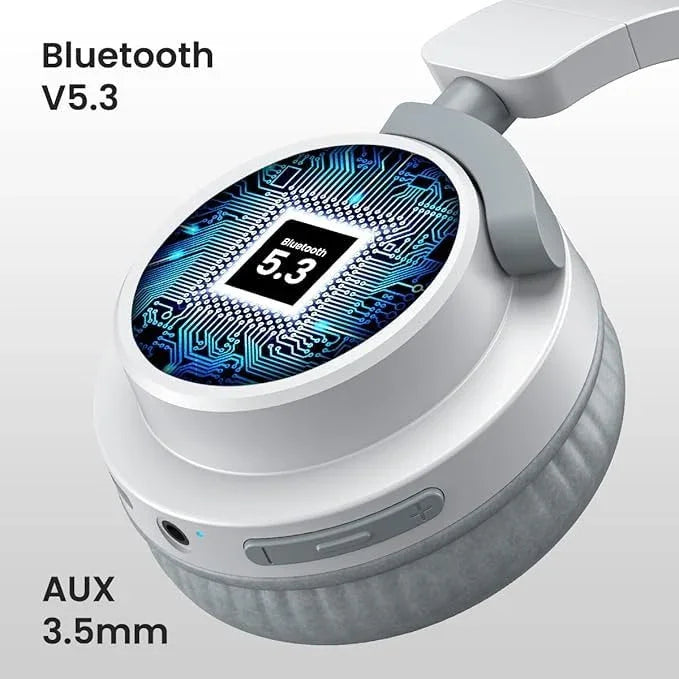 White Foldable Bluetooth Headphone – Type C Earphone 40 Hours Playtime