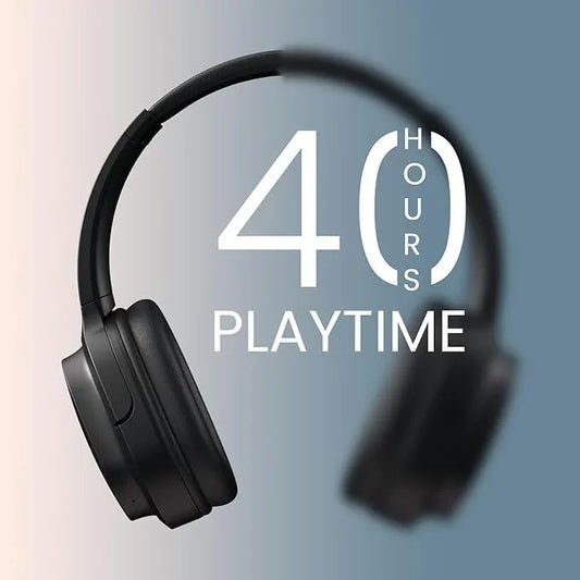 Black Adjustable Bluetooth Headphone – Powerful Bass, 40H Playtime | Type C Charging, in-Built Mic