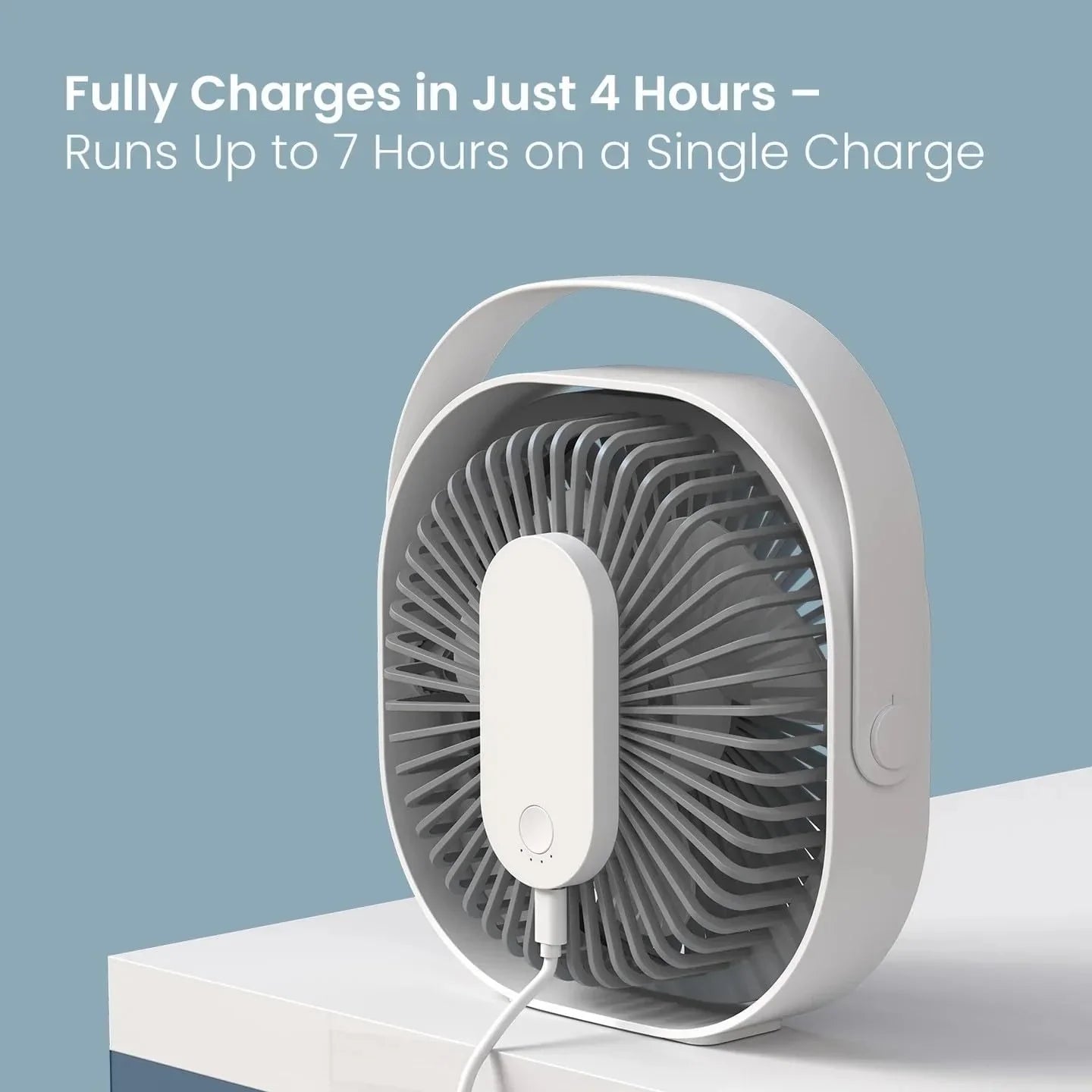 White Plastic Desktop Fan – Small Table Fan | 3 Speed Modes, Table Fan High Speed, Portable