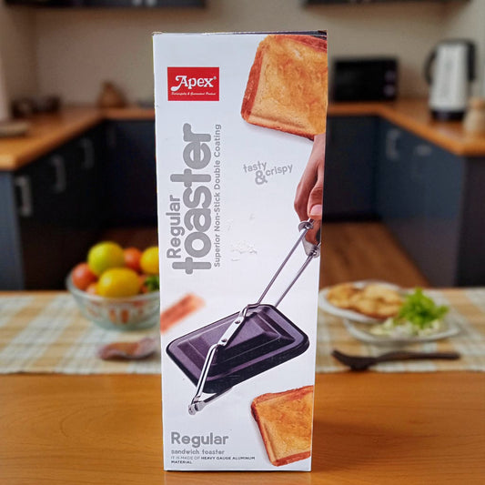 Apex Heavy Gauge Aluminium Grill Sandwich Gas Toaster – Non-Stick Sandwich Maker (Black)