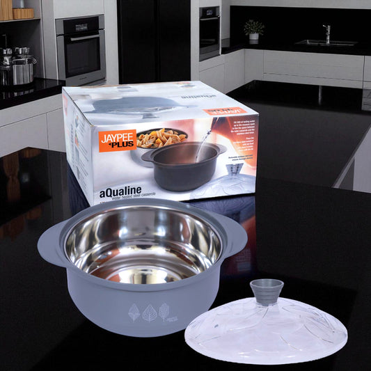 Jaypee Plus Aqualine 1200ml Steel Casserole with Lid | Stainless Steel Breakfast Casserole