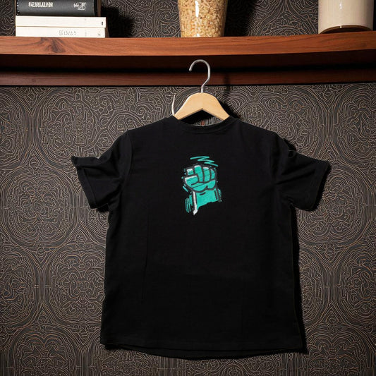 Punch Design Black Girl Top T Shirt Cotton – Small Size Casual Wear