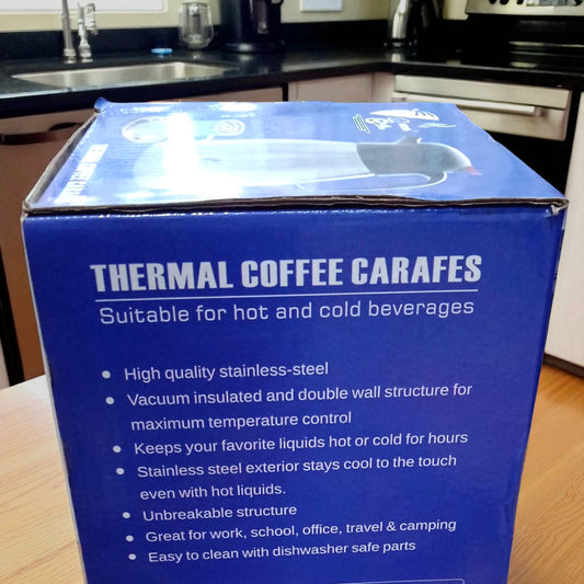 Thermal Coffee Carafe | Stainless Steel Insulated Tea Coffee Flask & Vacuum Thermos Pot