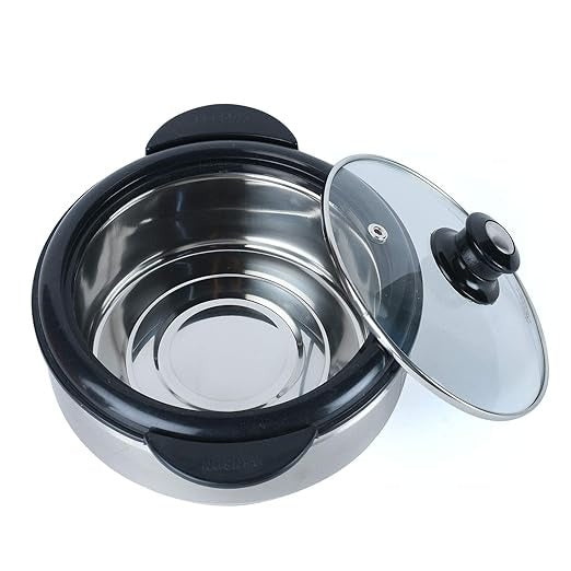 Benson 2Pcs Elante 2500 Casserole Set | Stainless Steel Hot Pot with Lids & Plastic Spoons