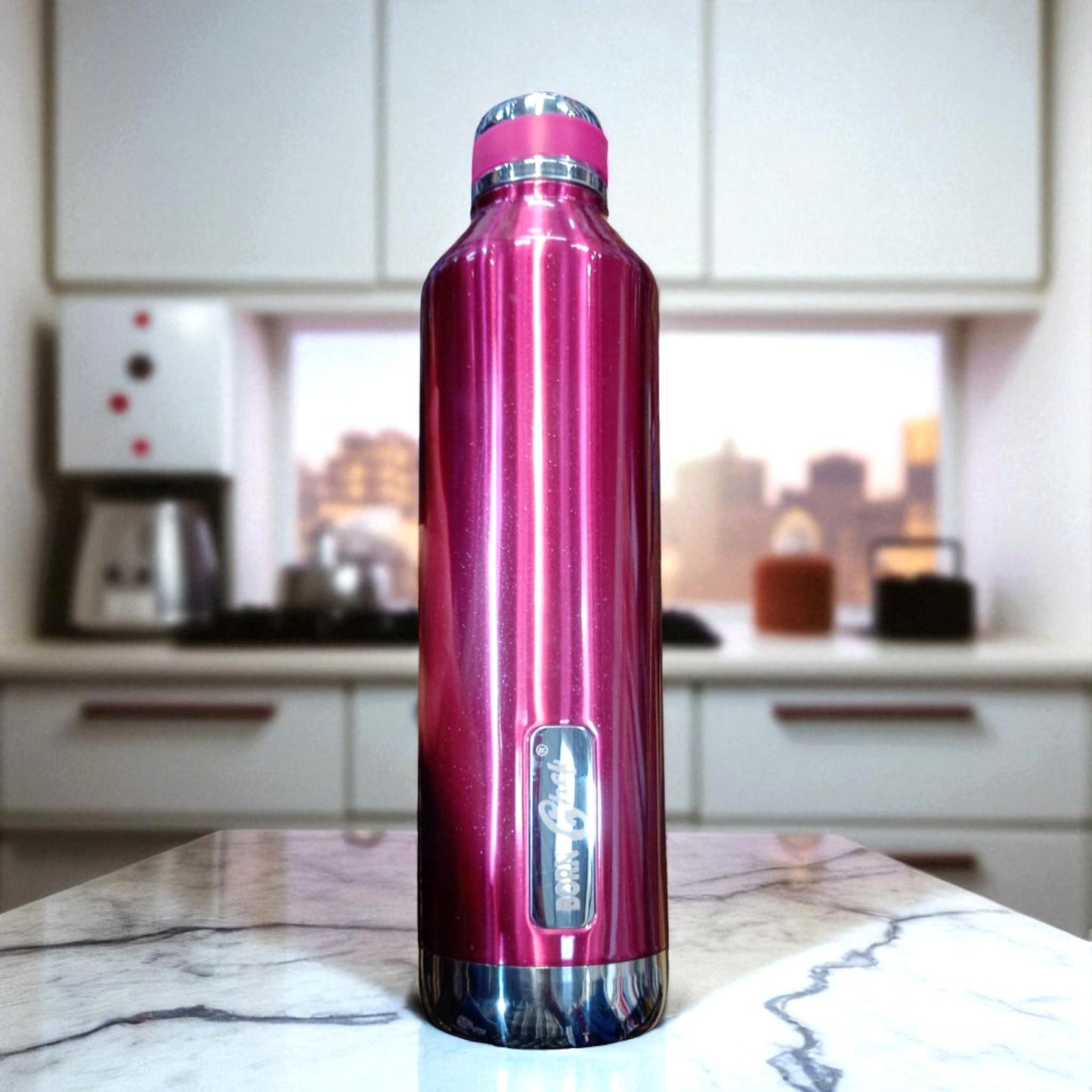 Bornchef Stainless Steel Red Water Bottle BC-5016 | 1L Hot & Cold Bottle