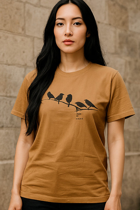 Brown Bird Design Girl Top T Shirt Cotton – Medium Size Casual Wear