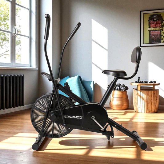 Sparnod Cycle Air Bike for Home Gym – Dual Action Stationary Bike with Backrest