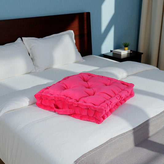 Floor Pillow Cushion – Pink Cotton | Large Seat Pillow for Meditation, Yoga & Living Room