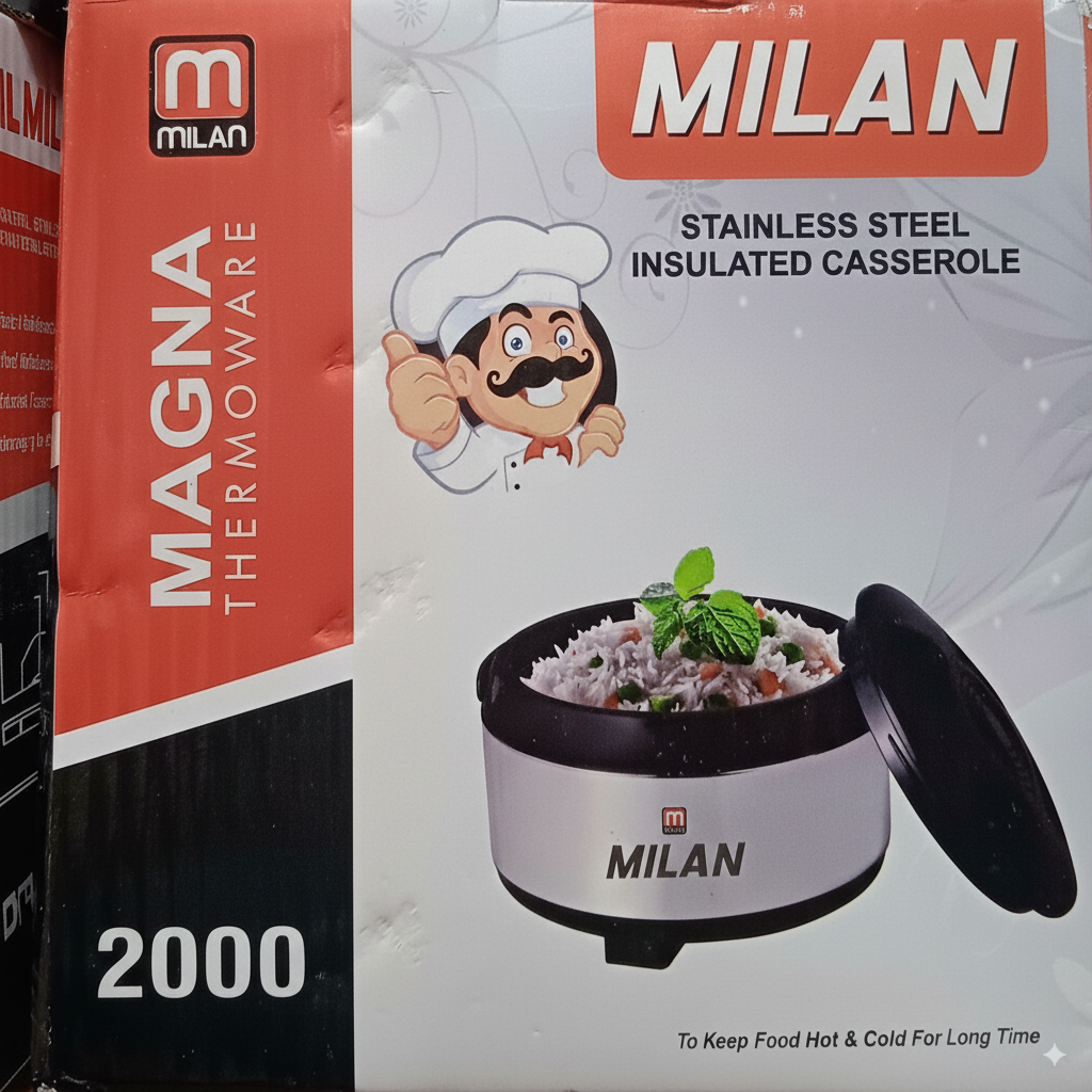 Milan Thermoware Casserole 2500ML – Stainless Steel Hot & Cold Food Server