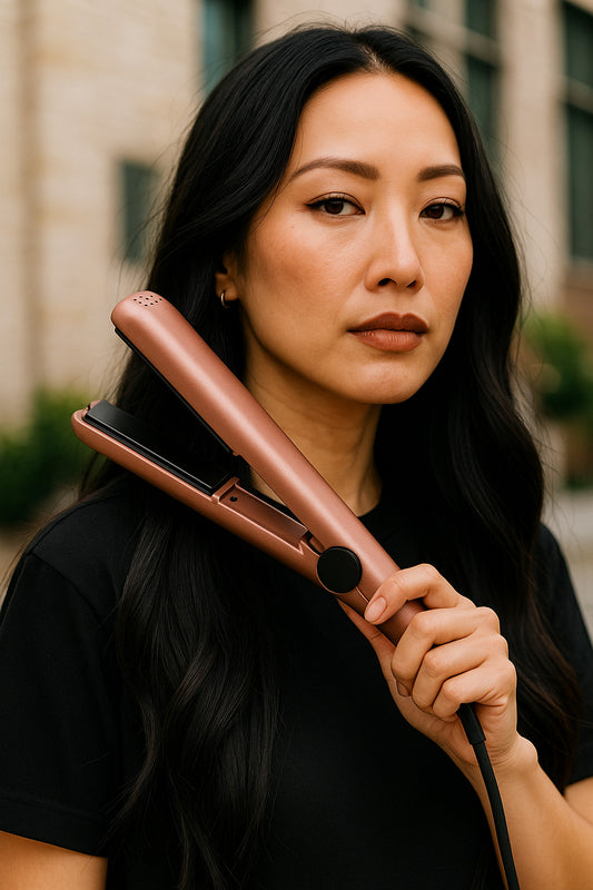 Brown Mini Hair Straightener for Women | Flat Iron & Curling Iron Hair