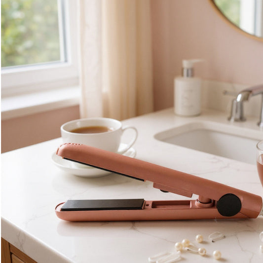 Brown Mini Hair Straightener for Women | Flat Iron & Curling Iron Hair