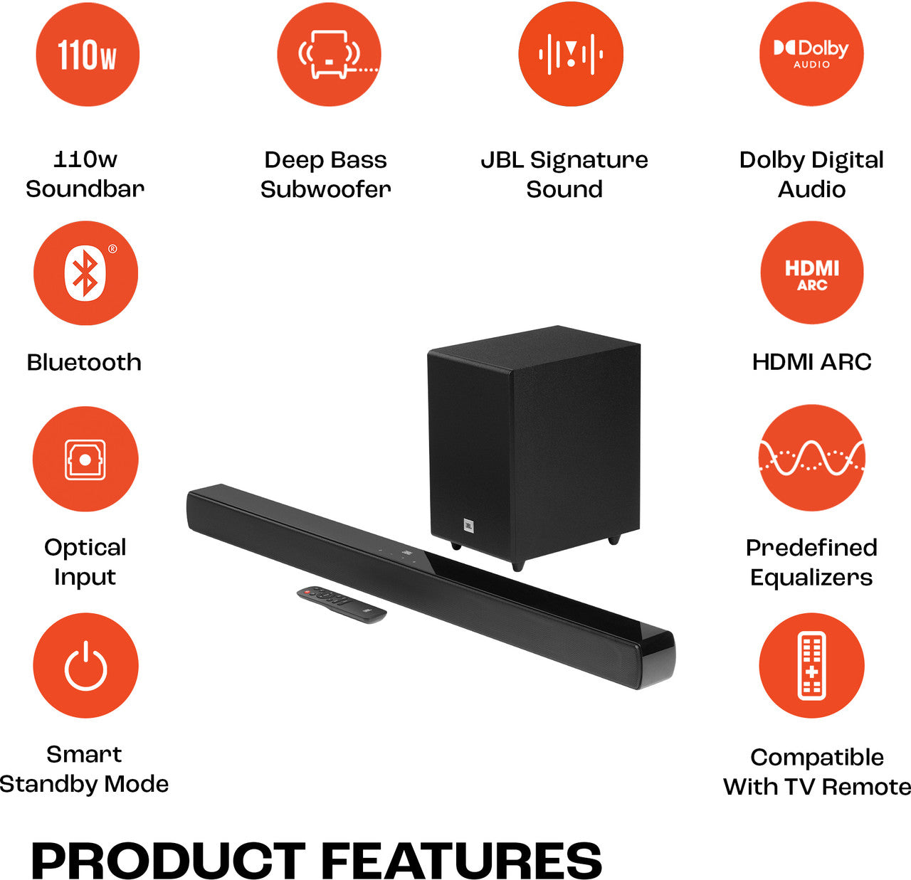 JBL Cinema Dolby Digital Soundbar | 110W Bluetooth Speaker, HDMI ARC