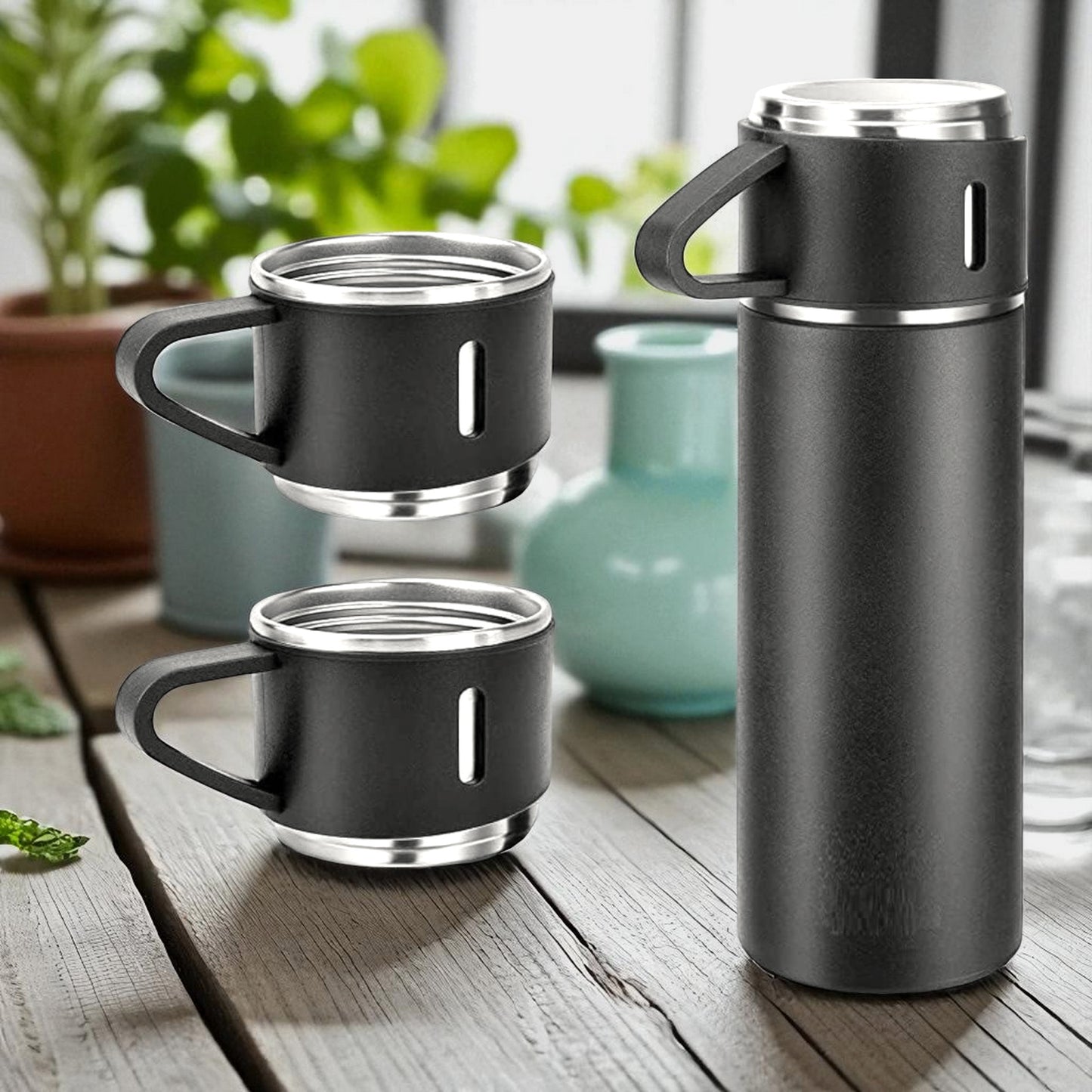 Black Stainless Steel Water Bottle – 500ml | Hot & Cold Insulated Sports Water Bottle
