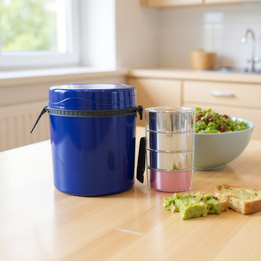 Milan Crazy Lunch Box with 4 Containers – Stainless Steel Insulated Four Compartment Lunch Box