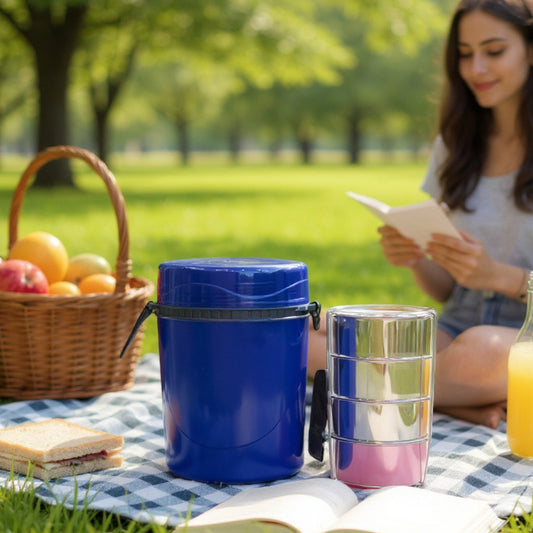 Milan Crazy Lunch Box with 4 Containers – Stainless Steel Insulated Four Compartment Lunch Box