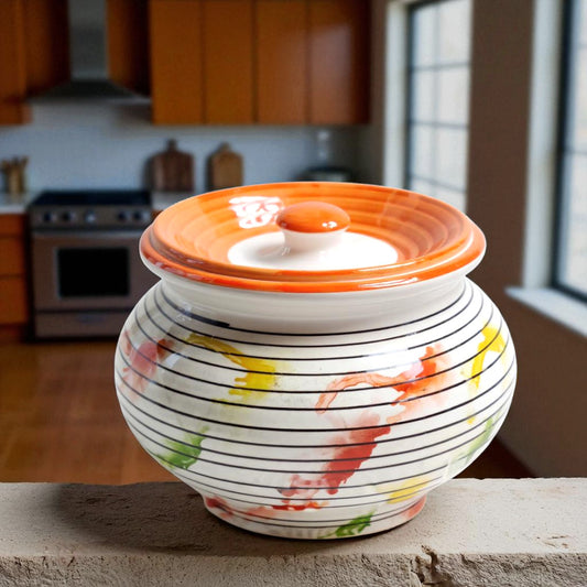 Handi Set – Dahi Serving, Biryani Handi & Curd Storage Pot – Handpainted Ceramic Canister