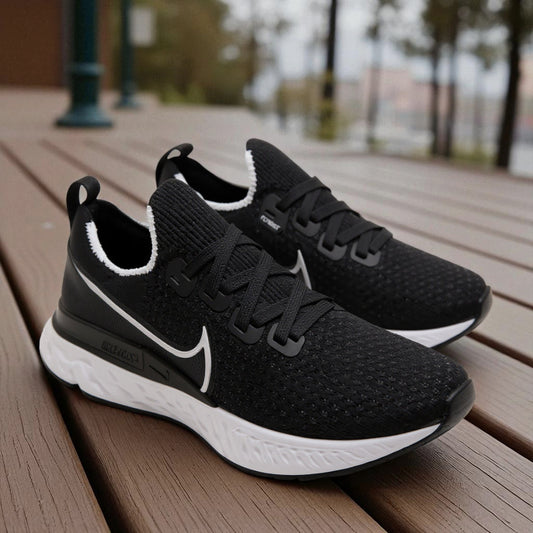 Nike Black React Infinity Run FK Lace-Up Running Shoes | Lightweight Sports Sneakers