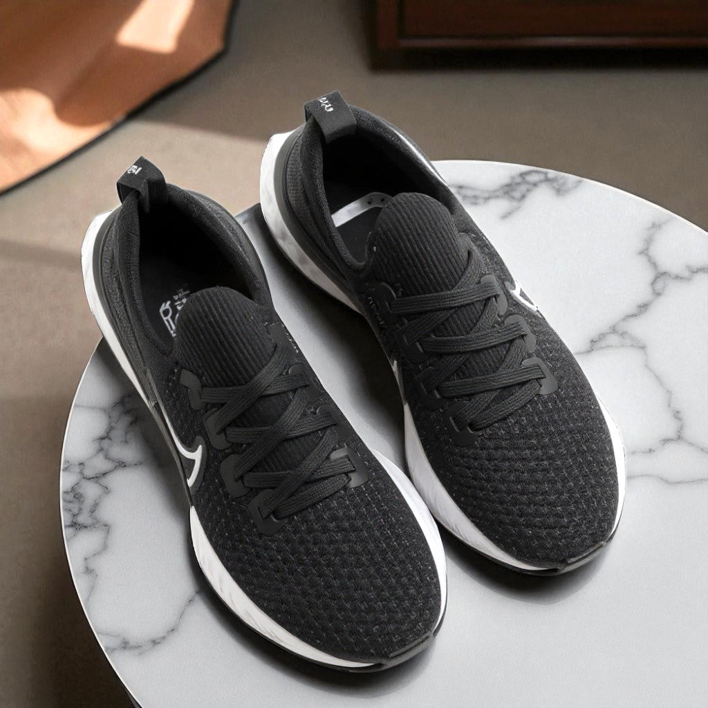 Nike Black React Infinity Run FK Lace-Up Running Shoes | Lightweight Sports Sneakers