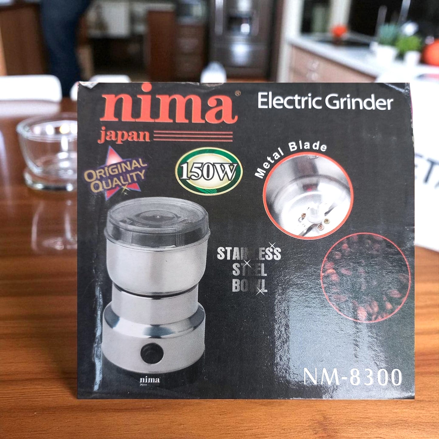 Nima 150W Electric Grinder – Stainless Steel Mini Mixer Grinder for Cereals (Silver)