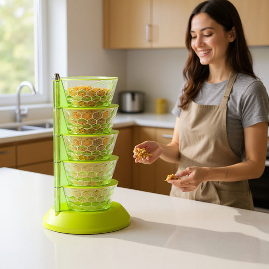 Food Storage Containers – 4 Compartment Tower Spice Rack | 4 Layer Storage Containers