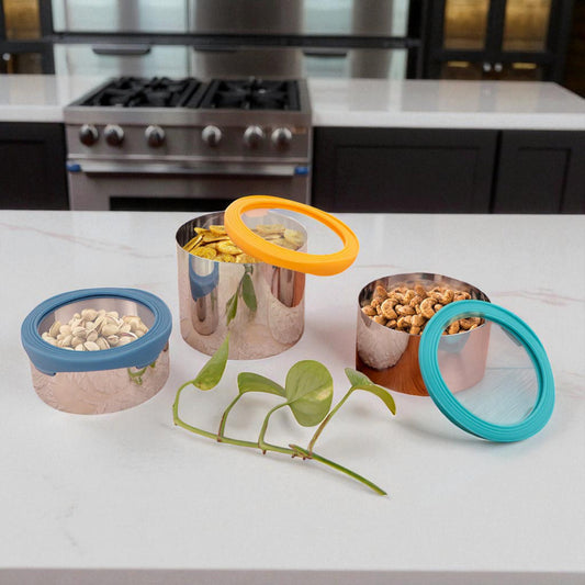 Stainless Steel 3 PCS Canister Set with Airtight Lid – Lock N Roll Food Storage Containers