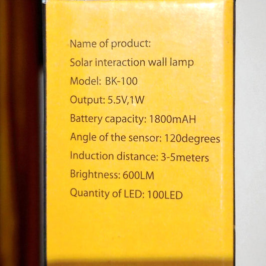 Solar Wall Light – 100 LED Outdoor Motion Sensor Wall Light | Black Plastic