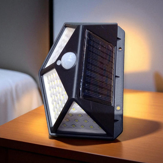 Solar Wall Light – 100 LED Outdoor Motion Sensor Wall Light | Black Plastic