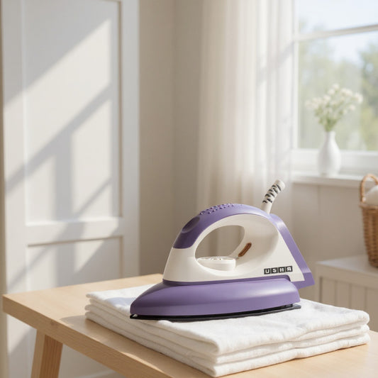 USHA AR 1100W 1100 W Dry Iron – Purple | Non-Stick Soleplate & Auto Shut-Off