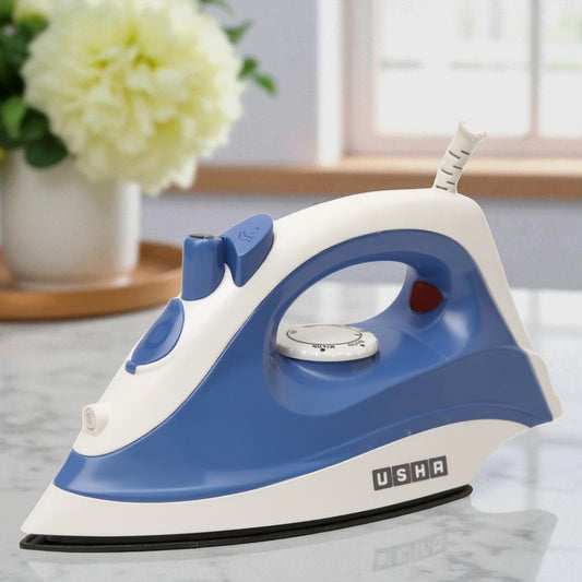 USHA SI 3713 1300 W Steam Iron – Blue | Non-Stick Soleplate, Spray & Self-Cleaning