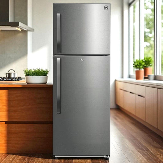 Refrigerator Double Door – 365 Litre Frost Free Fridge with Inverter Tech (Stainless Steel)