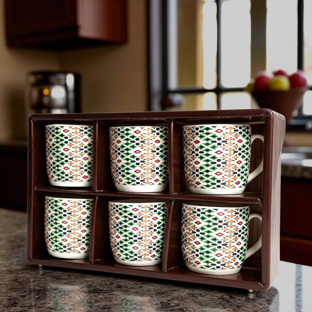 Handmade Flower Inspired Ceramic Tea and Coffee Cups – Set of 6 | Coffee Mugs for Home & Office