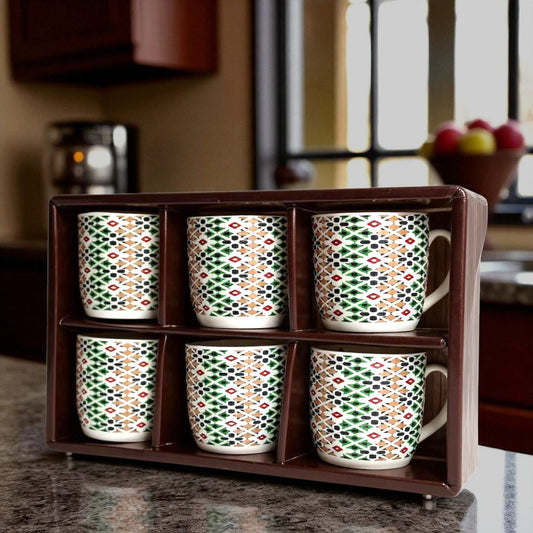 Handmade Flower Inspired Ceramic Tea and Coffee Cups – Set of 6 | Coffee Mugs for Home & Office