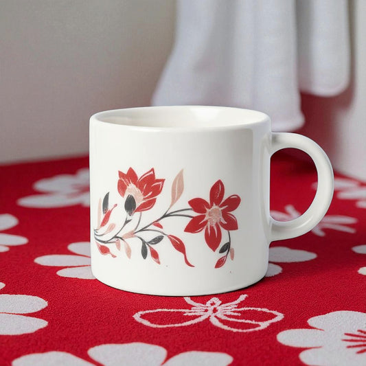Flower Tea Cups - White Tea Cup Set of 6 | Lotus Design, Lightweight